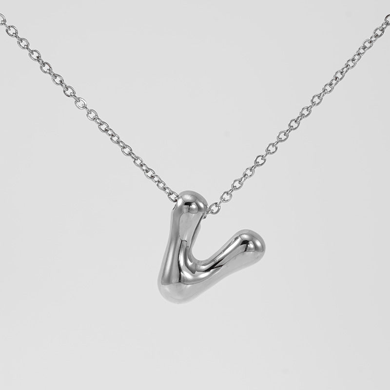Wholesale Glossy bubble letter necklace for women 26 English letter pendants